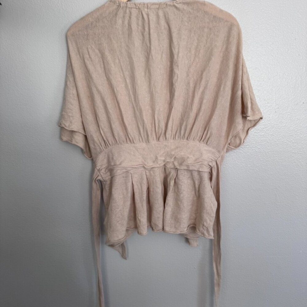 Linen & Cotton Anthropologie MOTH Linen Blend Wrap Peplum Cardigan Top - Medium - Picture 6 of 7